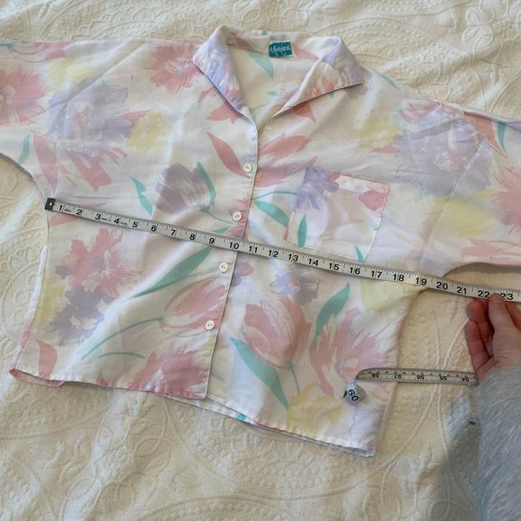 Vintage Ardmore size Medium Made in USA Pastel Garden Button Down Shirt - Picture 8 of 9